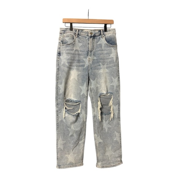 Risen Starlight Blue Ankle Cropped Distressed Jeans. - Picture 4 of 11